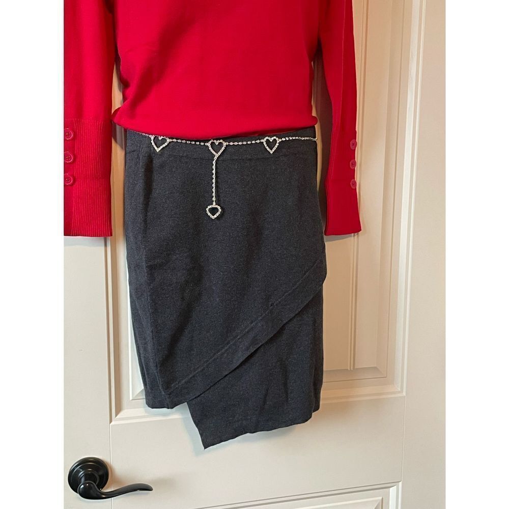 💸 5 for $50 BCBG Charcoal Gray Mini High Low Skirt